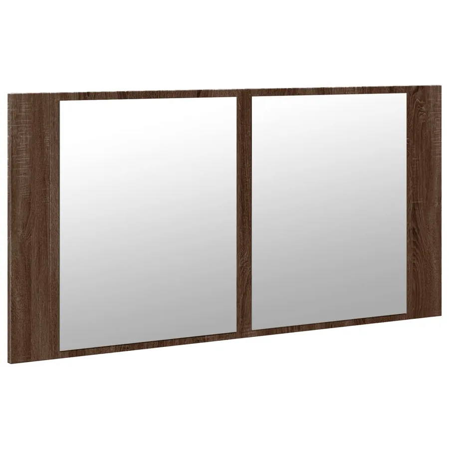 Armoire à miroir à LED de bain chêne marron 90x12x45 cm - 6