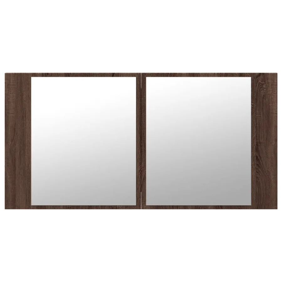 Armoire à miroir à LED de bain chêne marron 90x12x45 cm - 7