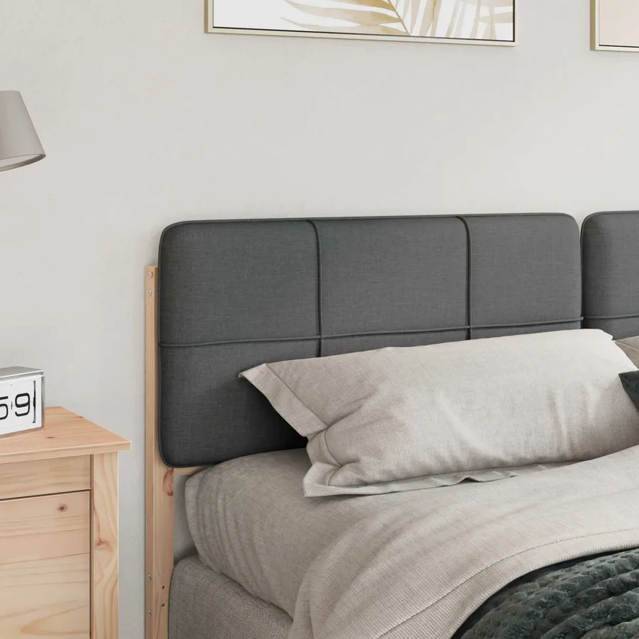 Tête de lit capitonnée Marron et gris clair 200 cm Pin massif - 3