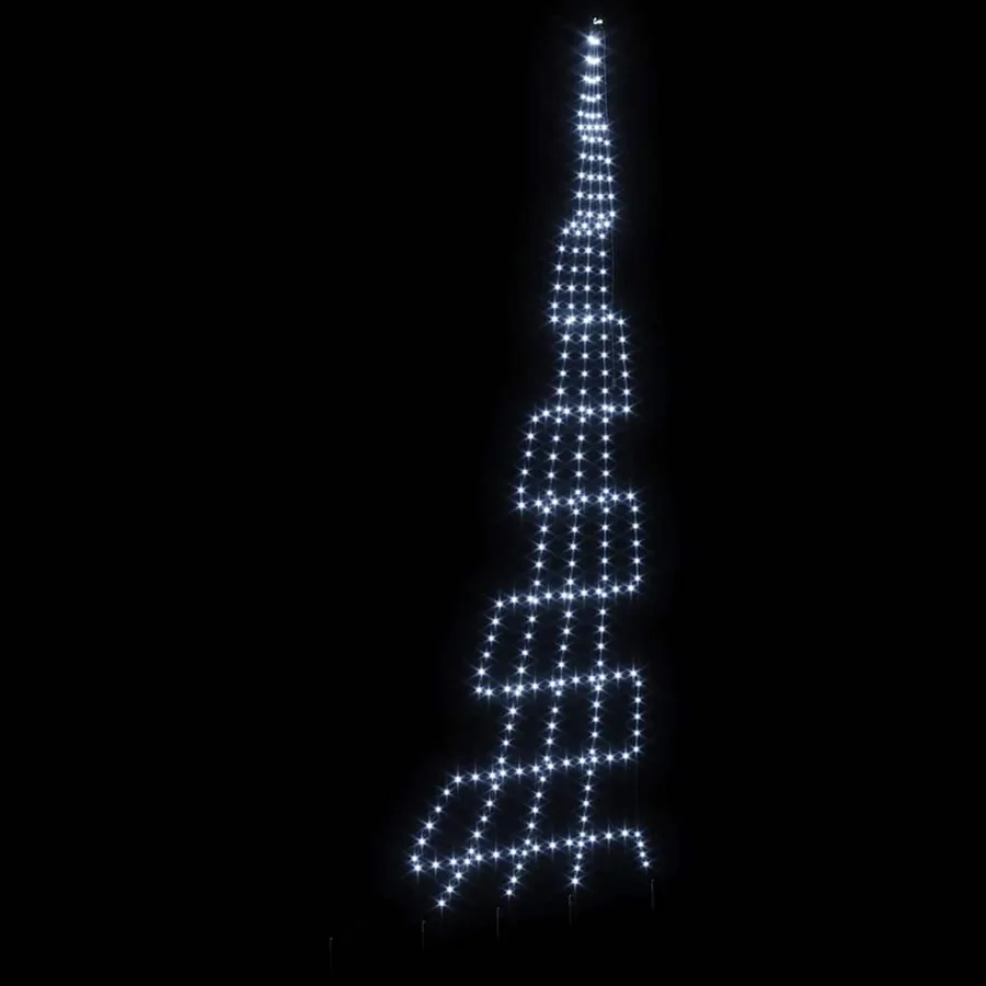 Arbre de Noël LED avec piquets au sol Blanc froid 511 cm Métal - 6