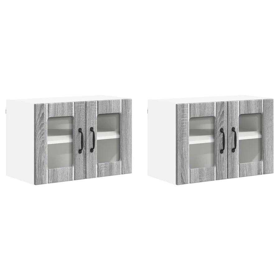 Cabinet en verre mural LUCCA 2 pcs Sonoma gris 60 x 31 x 40 cm - 2