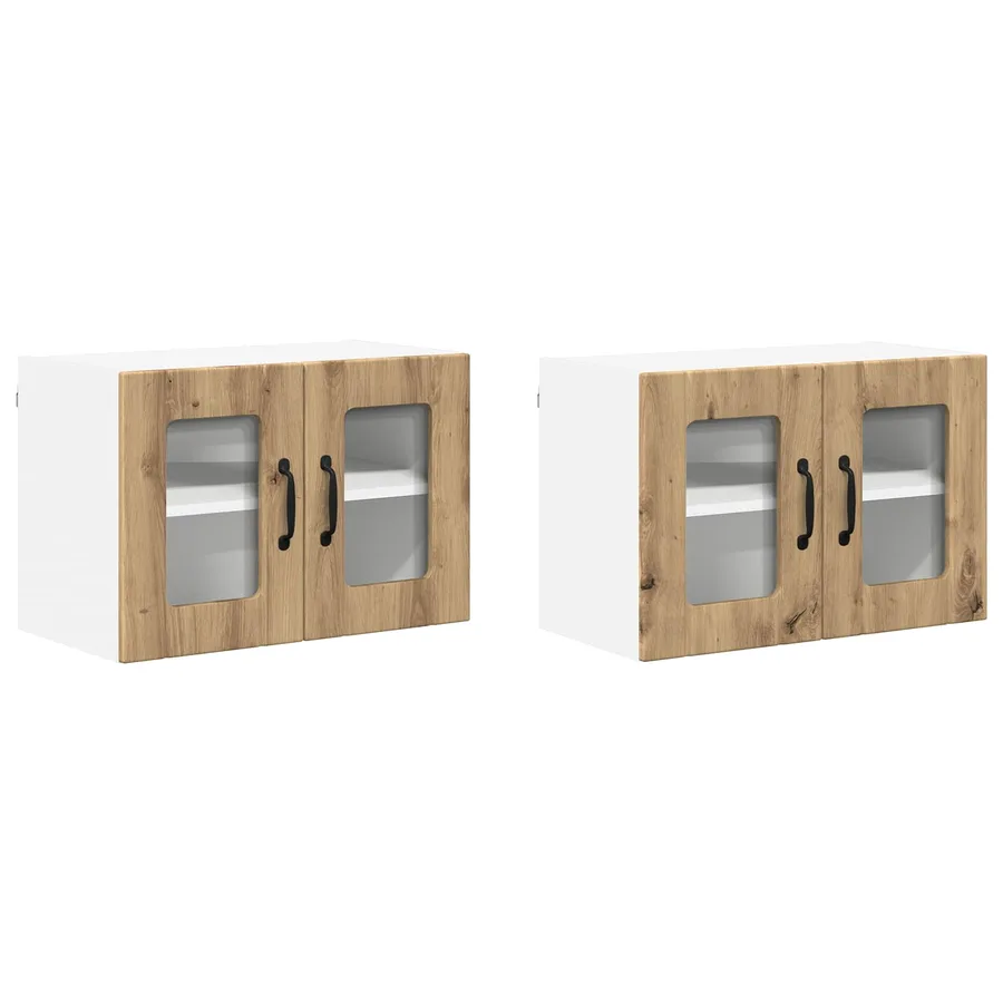 Cabinet en verre mural LUCCA 2 pcs Chêne artisanal - 2