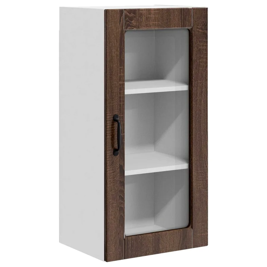 Cabinet en verre mural LUCCA Chêne brun 40 x 31 x 80 cm - 2