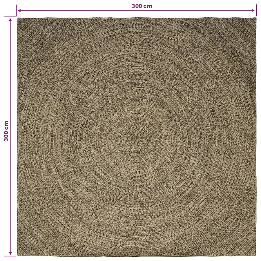 Tapis de surface Naturel et noir 300 x 300 cm Jute - 8