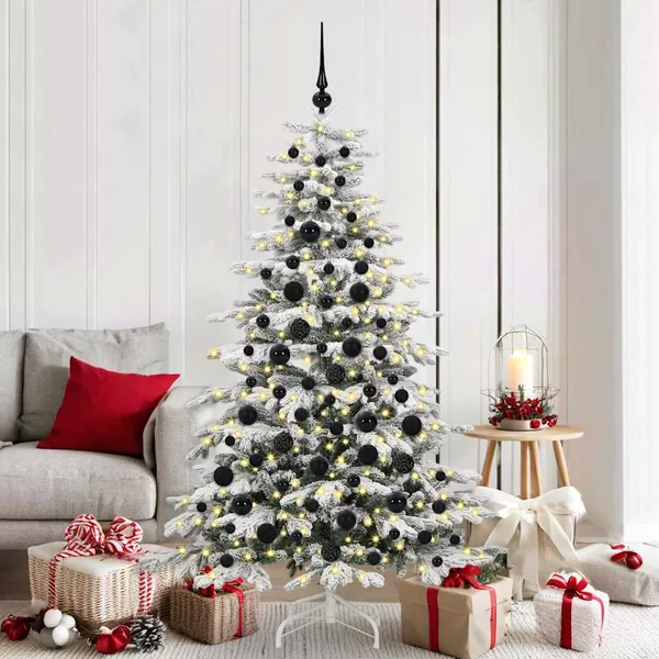 Ensemble de Boules de Noël avec 300 LED 120 pcs Noir Plastique