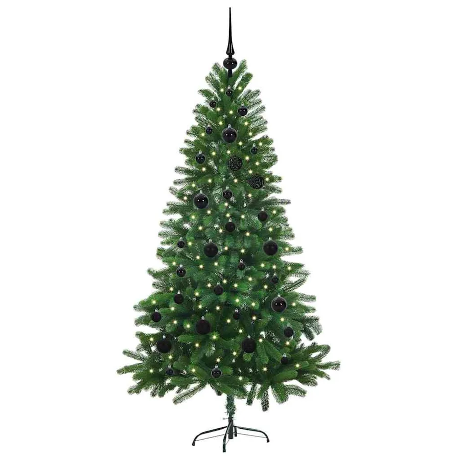 Sapin de Noël avec 150 LED avec support Vert 150 cm PE - 3