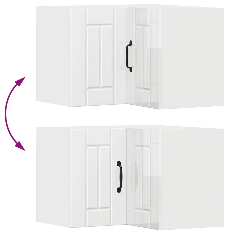 Cabinet d'angle mural LUCCA Blanc brillant 57 x 57 x 40 cm - 11