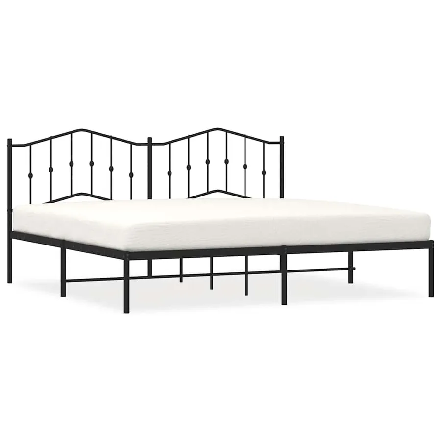 Cadre de lit métal sans matelas avec tête de lit noir 193x203cm - 2