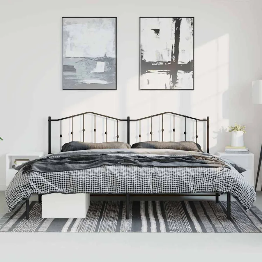 Cadre de lit métal sans matelas avec tête de lit noir 193x203cm - 3