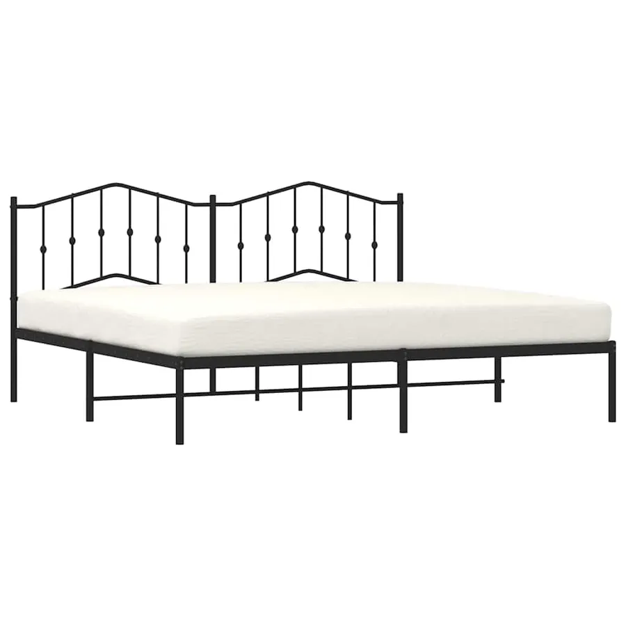 Cadre de lit métal sans matelas avec tête de lit noir 193x203cm - 4
