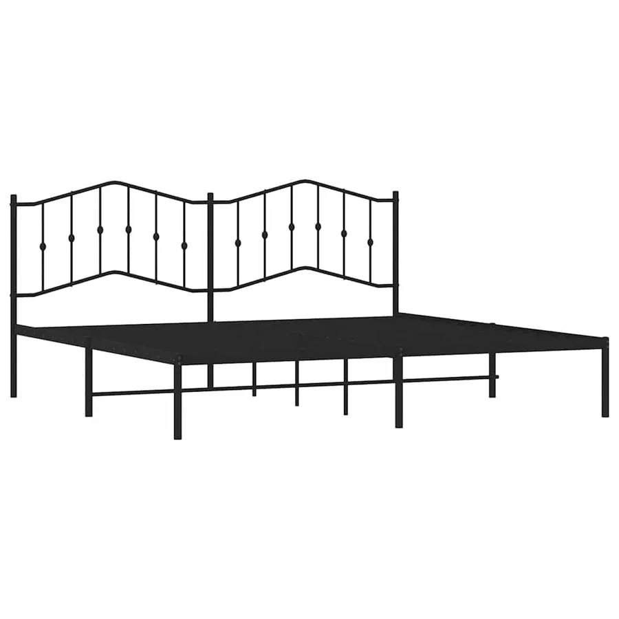 Cadre de lit métal sans matelas avec tête de lit noir 193x203cm - 5