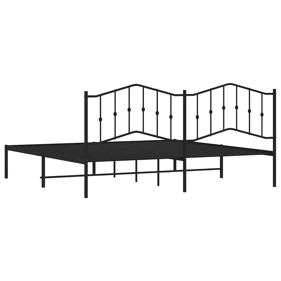 Cadre de lit métal sans matelas avec tête de lit noir 193x203cm - 8