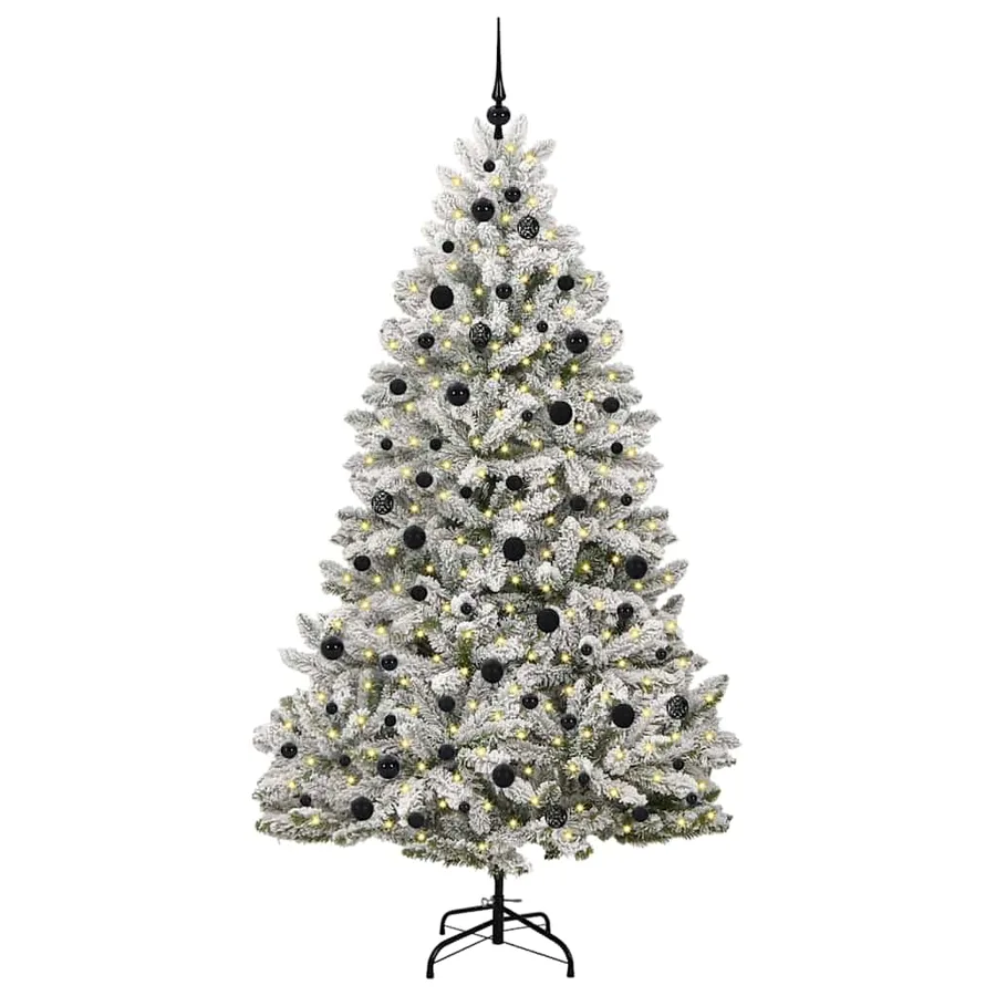 Sapin de Noël artificiel Vert et blanc 210 cm PVC et métal - 3