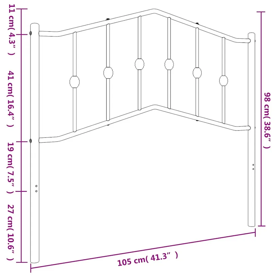 Tête de lit de remplacement métal noir 100 cm - 7