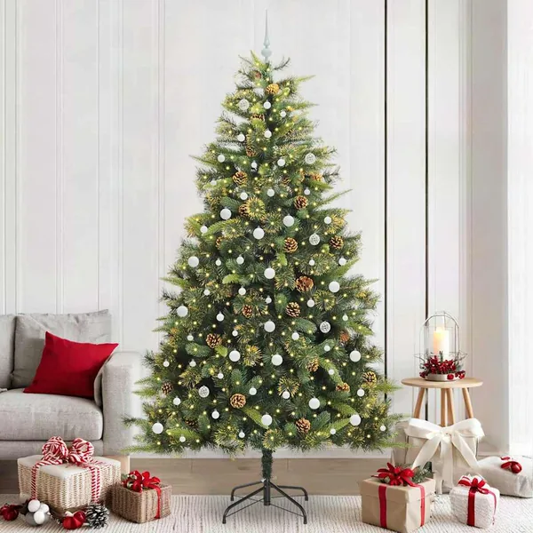 Sapin de Noël artificiel avec branches pliables et cônes 240 cm