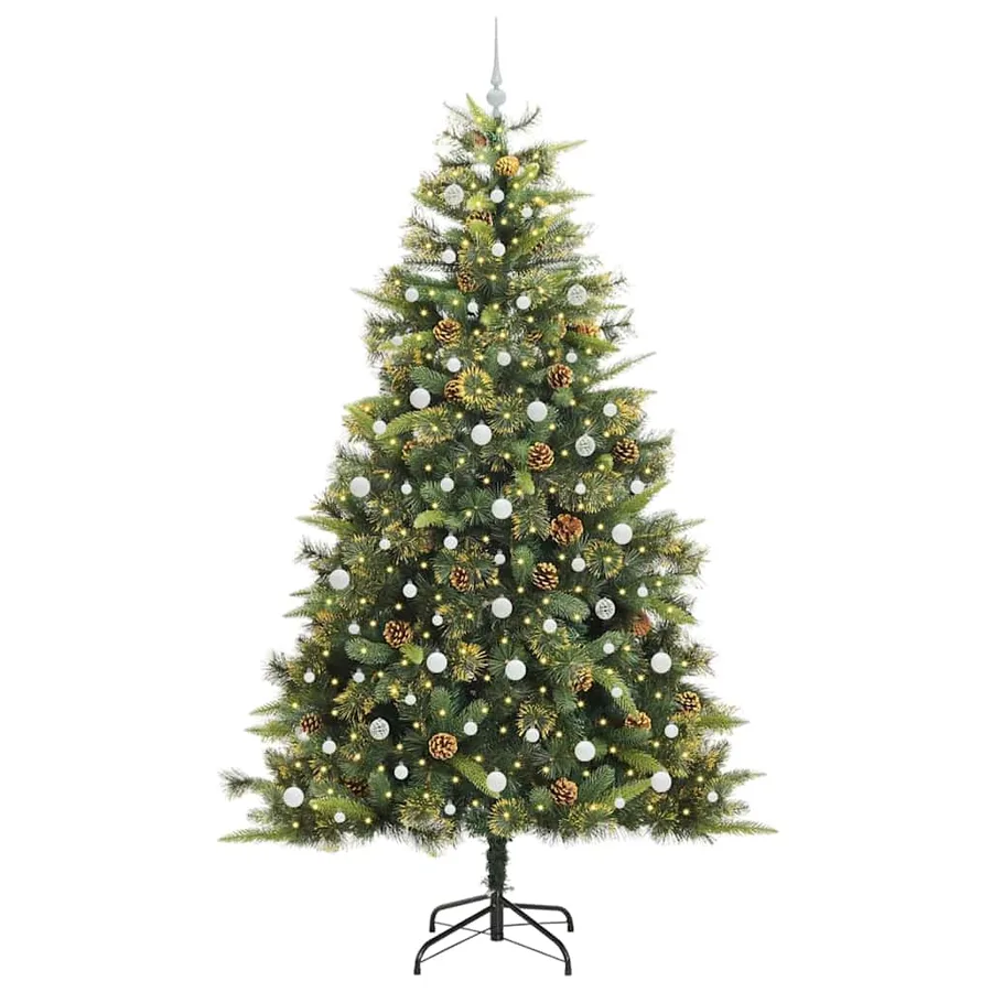 Sapin de Noël artificiel avec branches pliables et cônes 240 cm - 3