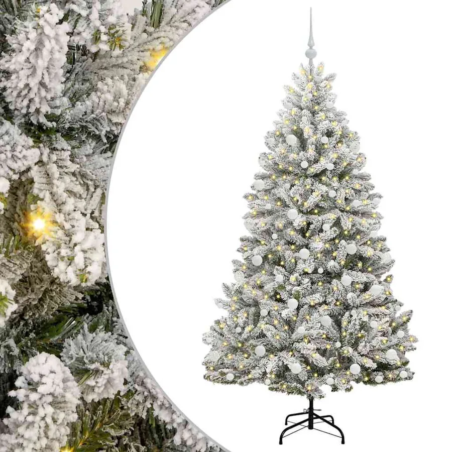 Sapin de Noël artificiel Vert et blanc 180 cm PVC et métal - 2