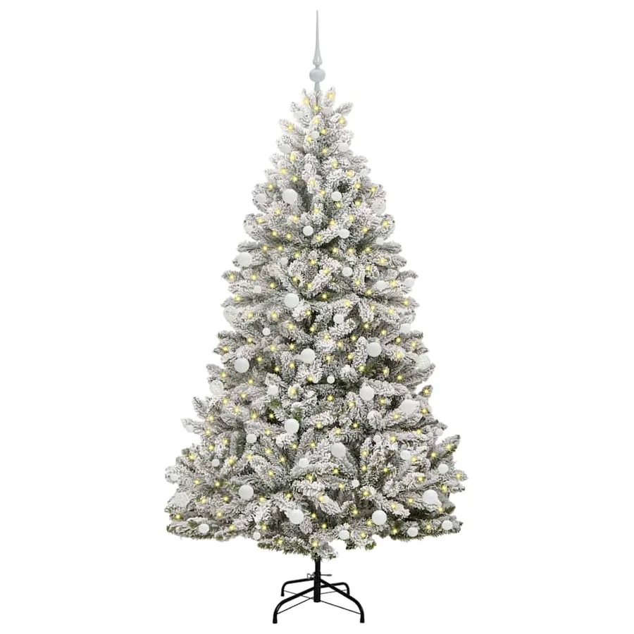 Sapin de Noël artificiel Vert et blanc 180 cm PVC et métal - 3