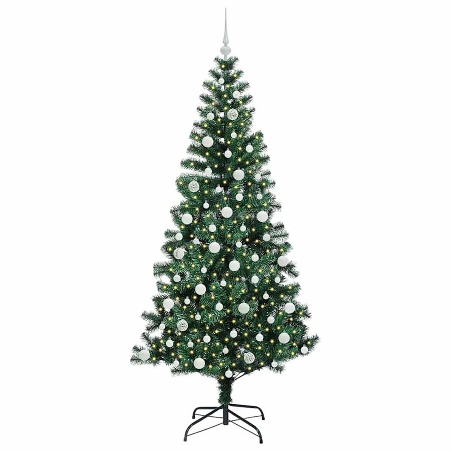 Sapin de Noël artificiel pré-éclairé Vert 210 cm PVC et métal - 3