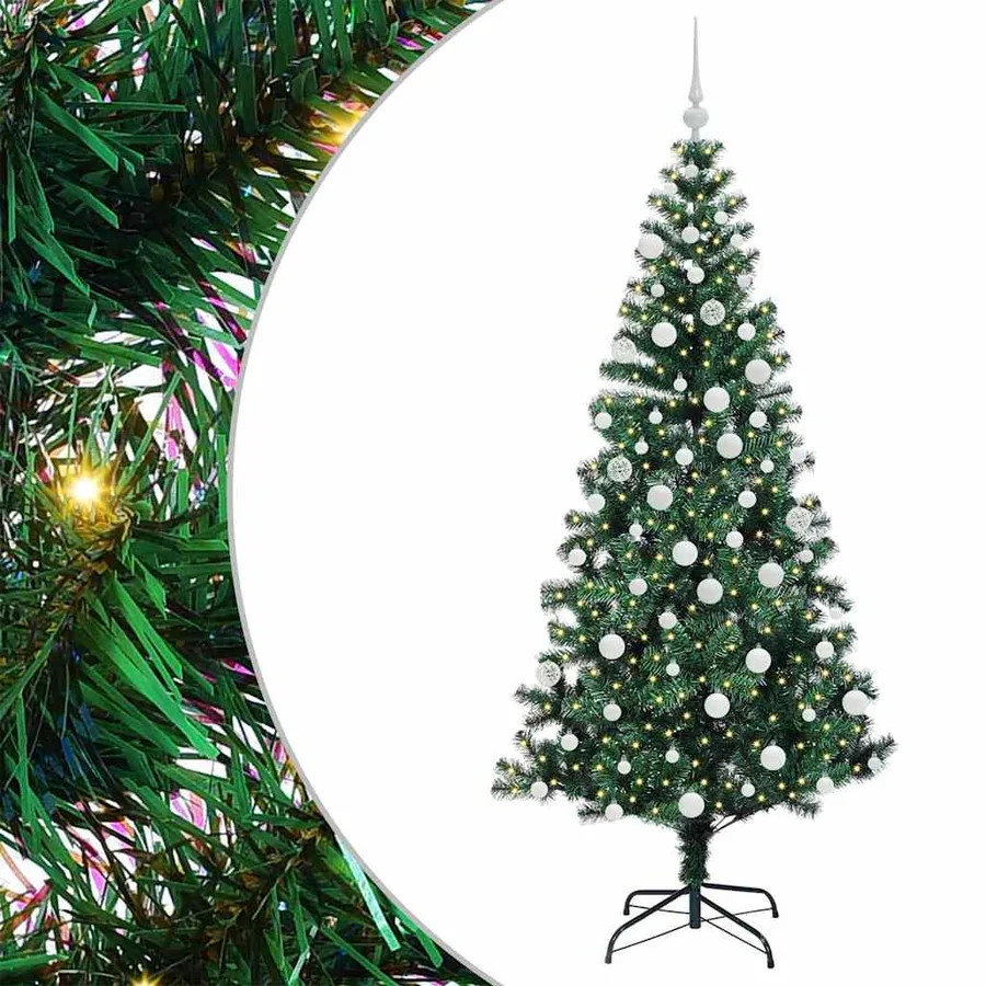 Sapin de Noël artificiel pré-éclairé Vert 180 cm PVC et métal - 2