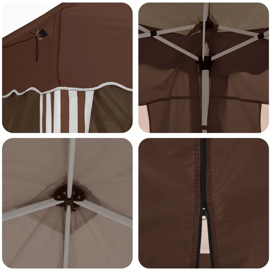 Tente de fête pop-up 195 x 195 x 245 cm Marron Tissu Oxford - 12