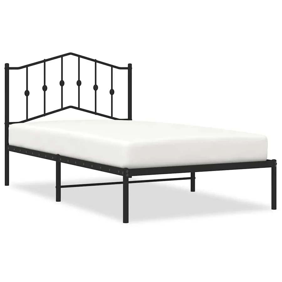 Cadre de lit métal sans matelas avec tête de lit noir 100x190cm - 2