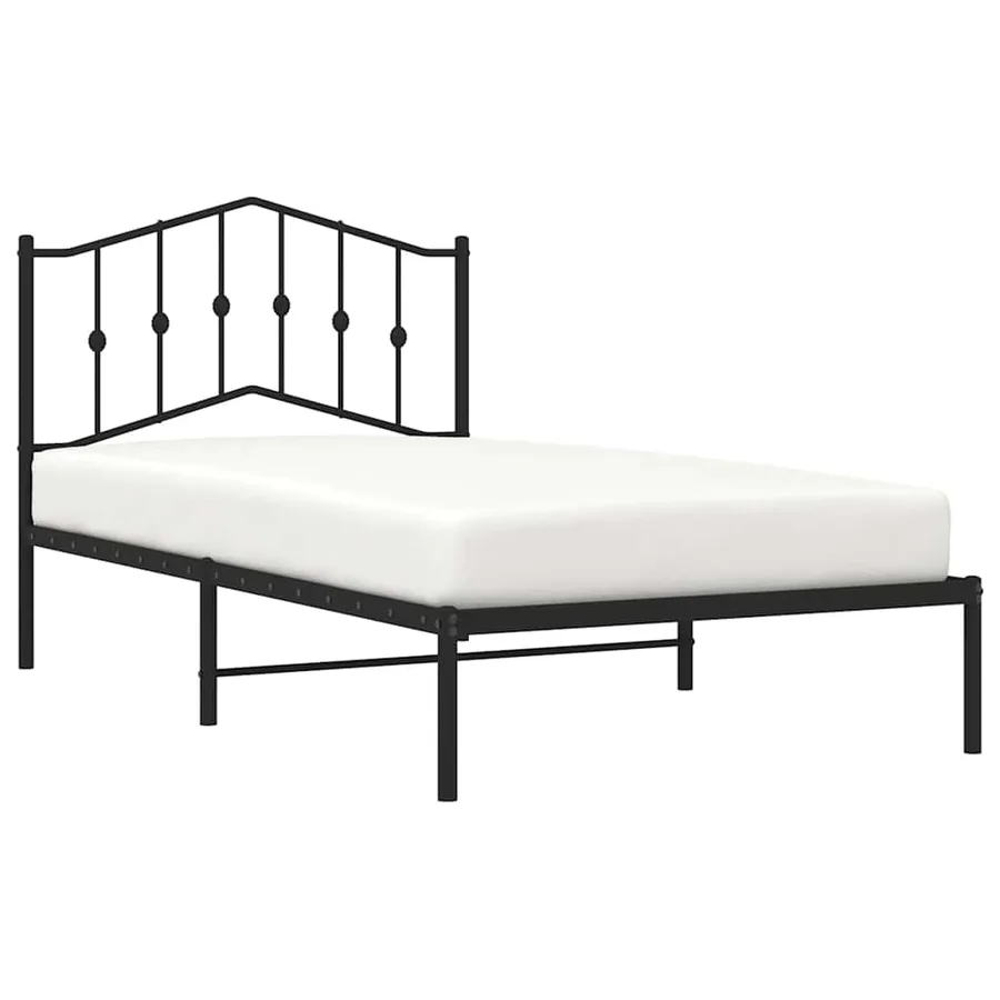 Cadre de lit métal sans matelas avec tête de lit noir 100x190cm - 4