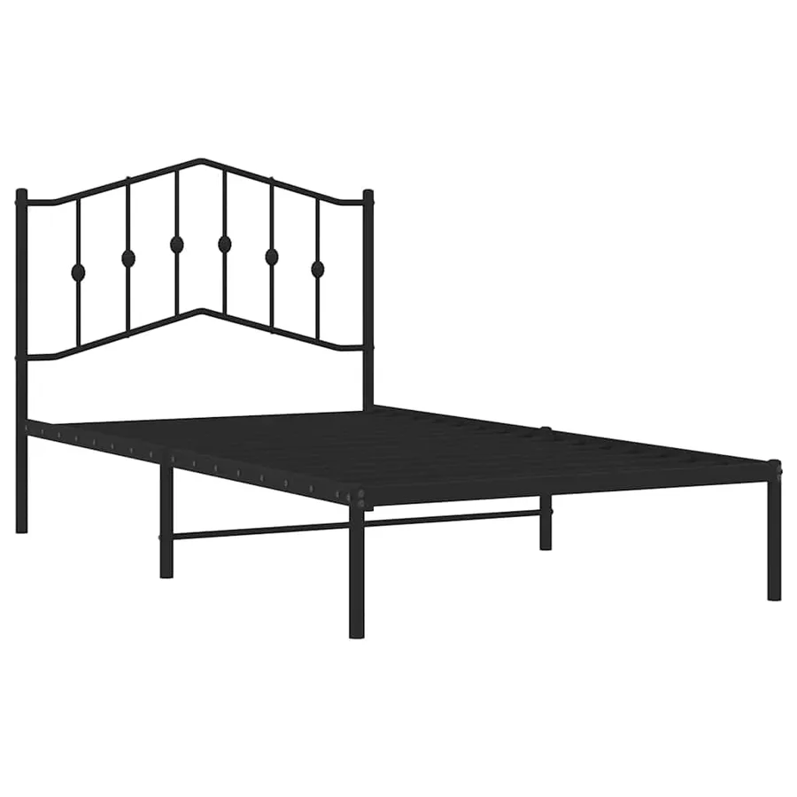 Cadre de lit métal sans matelas avec tête de lit noir 100x190cm - 5