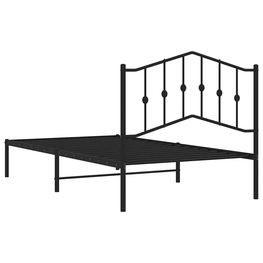 Cadre de lit métal sans matelas avec tête de lit noir 100x190cm - 8