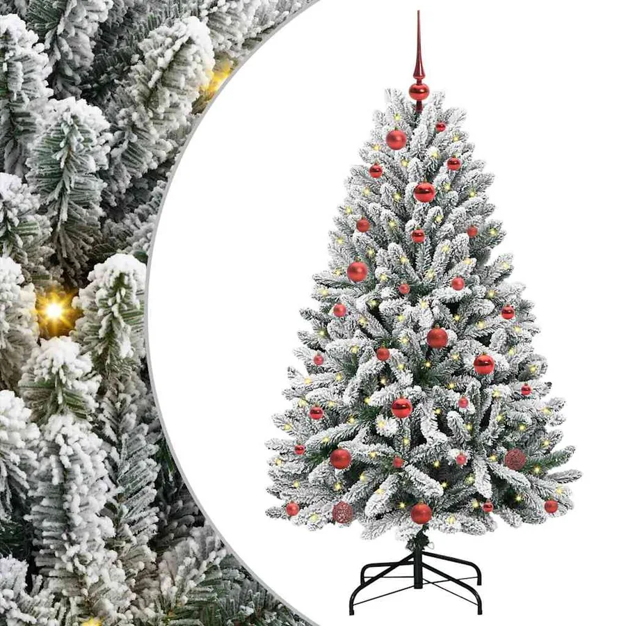 Sapin de Noël artificiel Vert et blanc 150 cm PVC et métal - 2