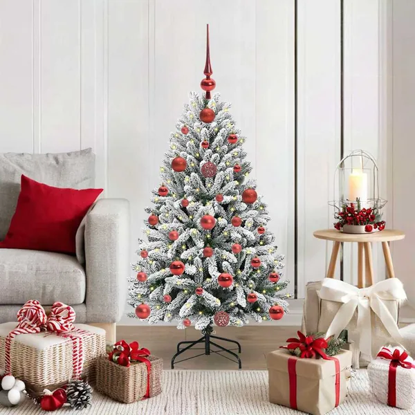 Sapin de Noël artificiel Vert et blanc 120 cm PVC et métal