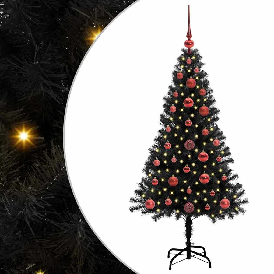 Sapin de Noël avec 150 LED avec support Noir 120 cm PVC - 2