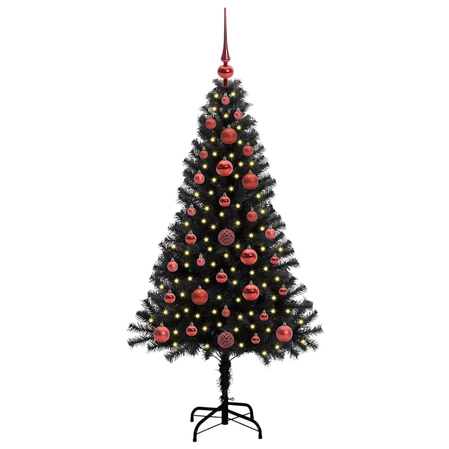 Sapin de Noël avec 150 LED avec support Noir 120 cm PVC - 3