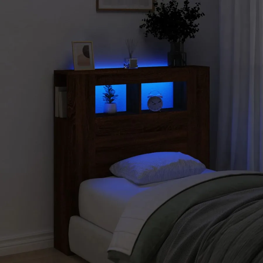 Tête de lit à LED chêne marron 100x18,5x103,5cm bois ingénierie