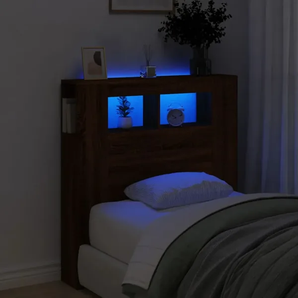 Tête de lit à LED chêne marron 100x18,5x103,5cm bois ingénierie