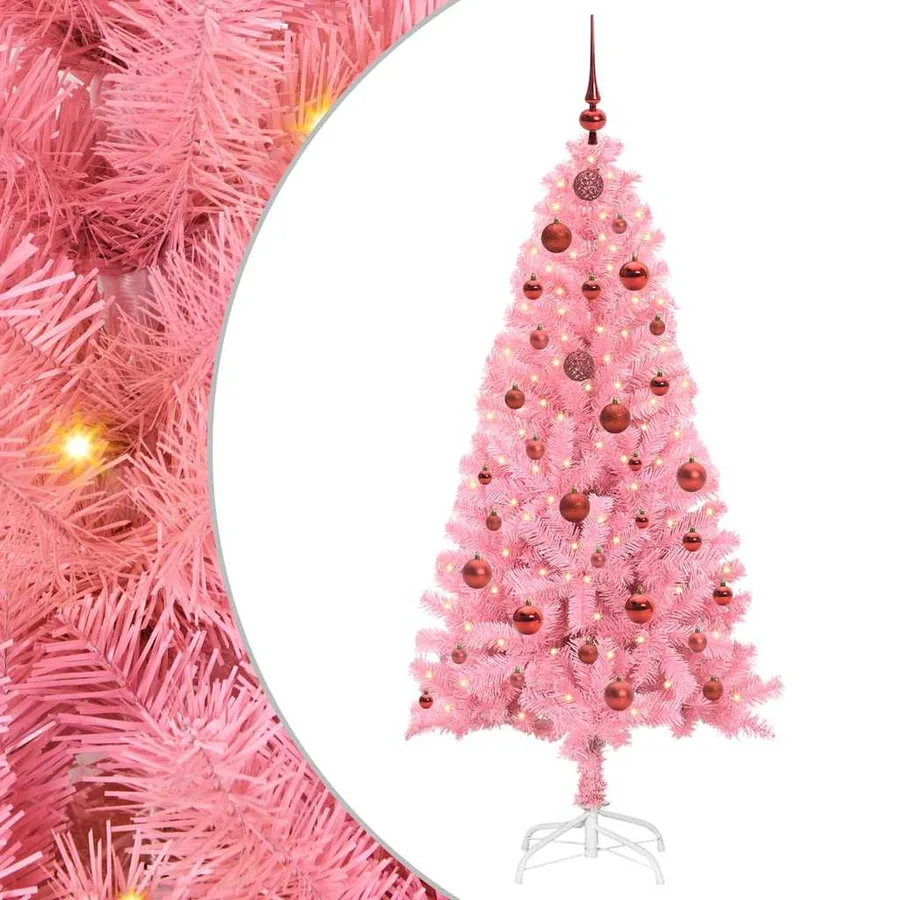 Sapin de Noël avec 150 LED avec support Rose 150 cm PVC - 2