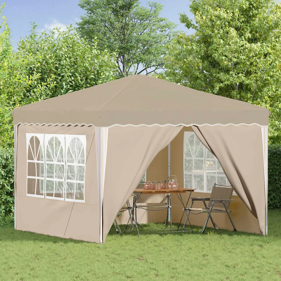 Tente de fête pop-up 288 x 288 x 245 cm Crème Tissu Oxford - 3