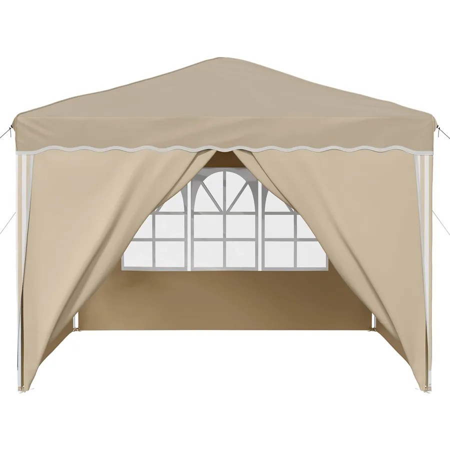 Tente de fête pop-up 288 x 288 x 245 cm Crème Tissu Oxford - 7