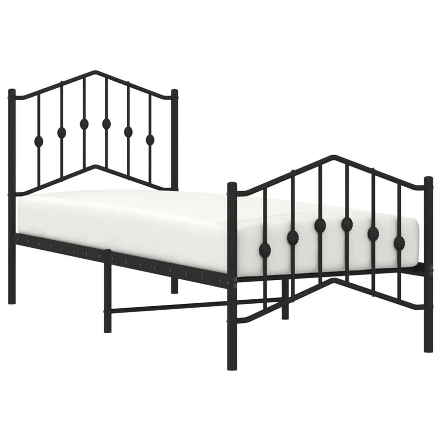 Cadre de lit métal sans matelas avec pied de lit noir 75x190 cm - 3