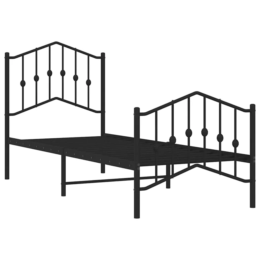 Cadre de lit métal sans matelas avec pied de lit noir 75x190 cm - 4