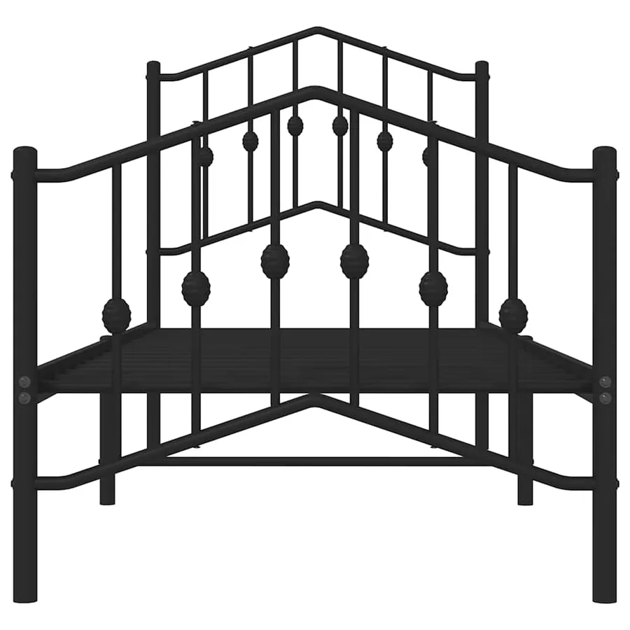 Cadre de lit métal sans matelas avec pied de lit noir 75x190 cm - 5