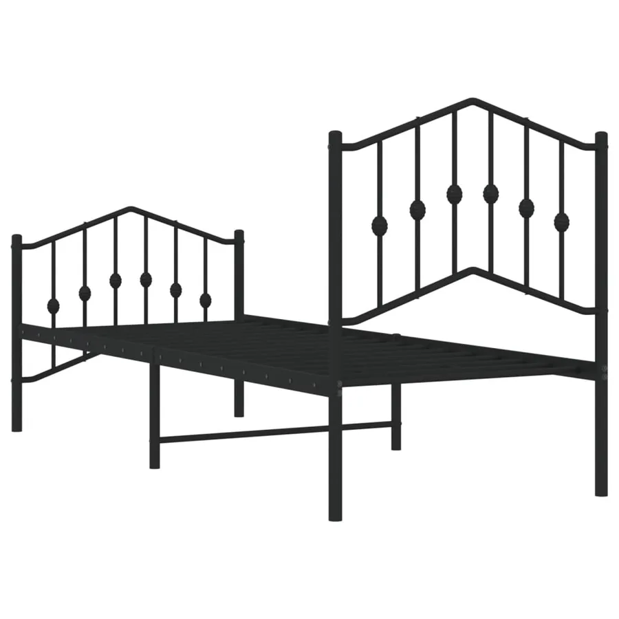 Cadre de lit métal sans matelas avec pied de lit noir 75x190 cm - 7