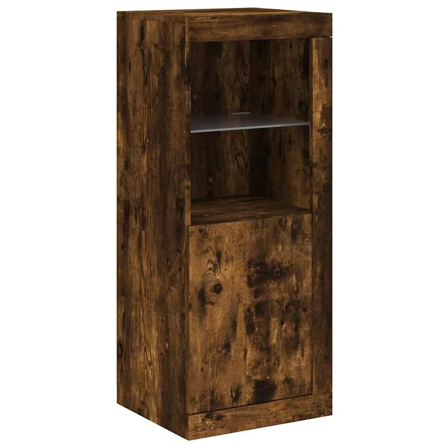 Buffets avec lumières LED 3 pcs chêne fumé bois d'ingénierie - 8