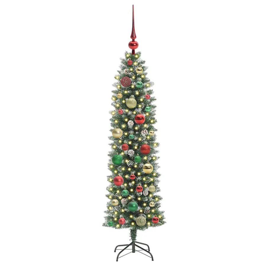 Arbre de Noël artificiel slim avec 150 LED Vert et blanc 120 cm - 3