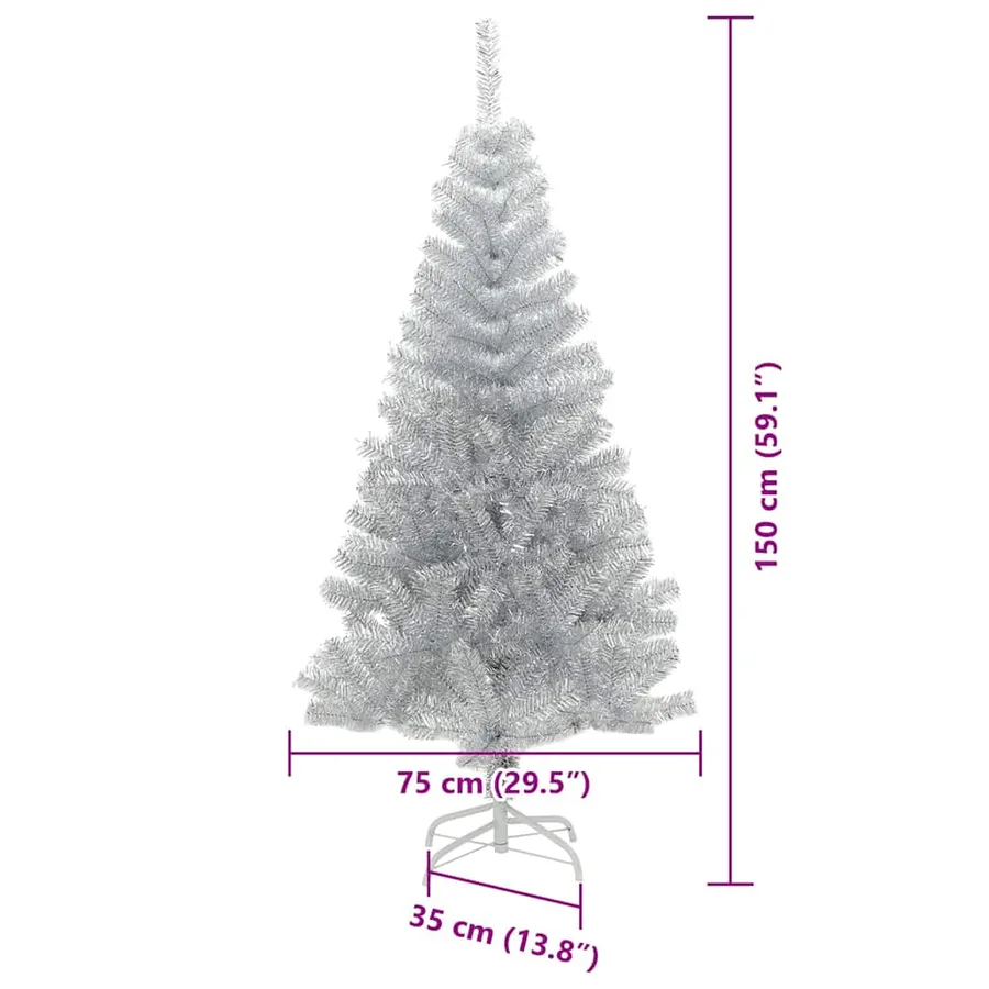 Sapin de Noël avec 150 LED avec support Argent 150 cm PET - 18