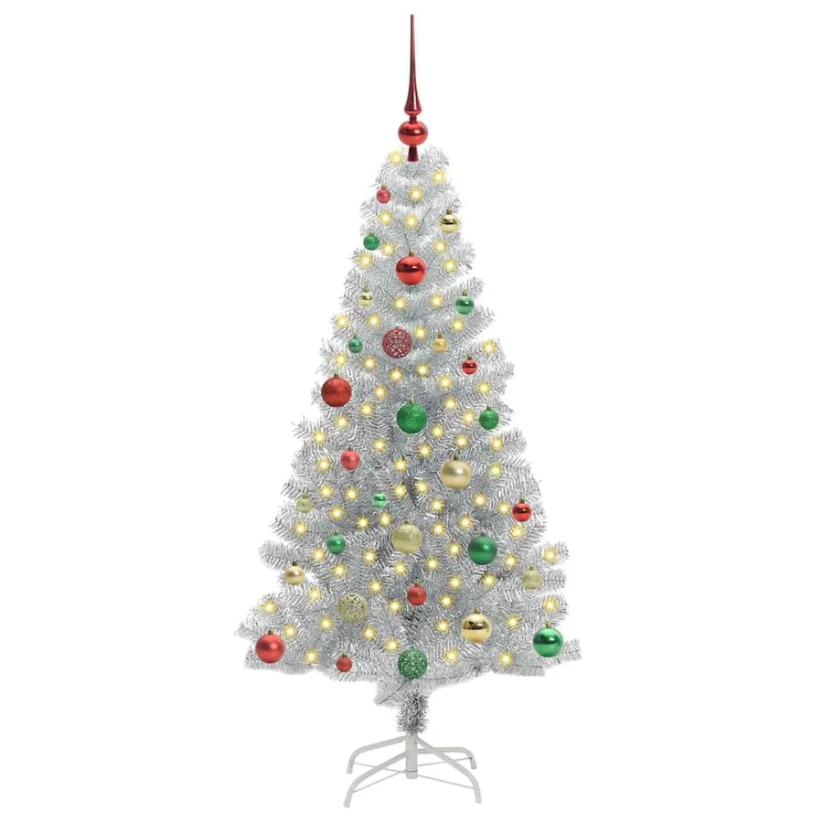Sapin de Noël avec 150 LED avec support Argent 150 cm PET - 3