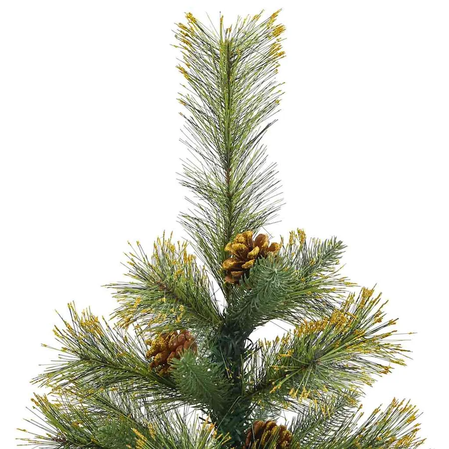 Sapin de Noël artificiel avec branches pliables et cônes 150 cm - 14