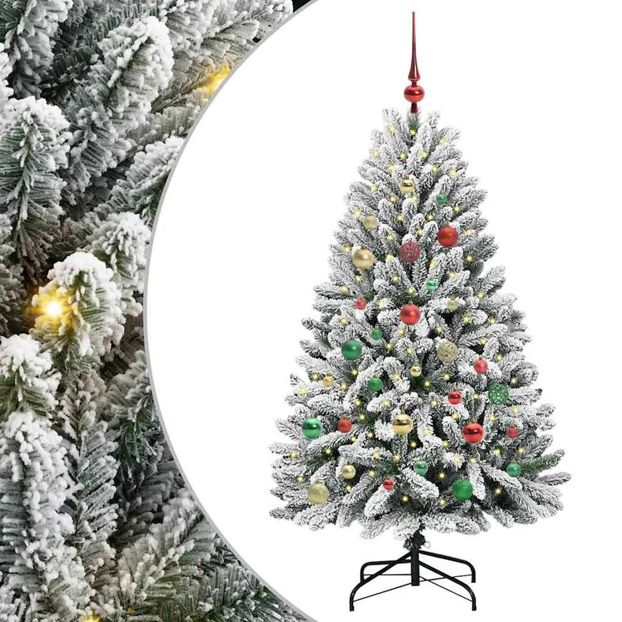 Sapin de Noël artificiel Vert et blanc 150 cm PVC et métal - 2