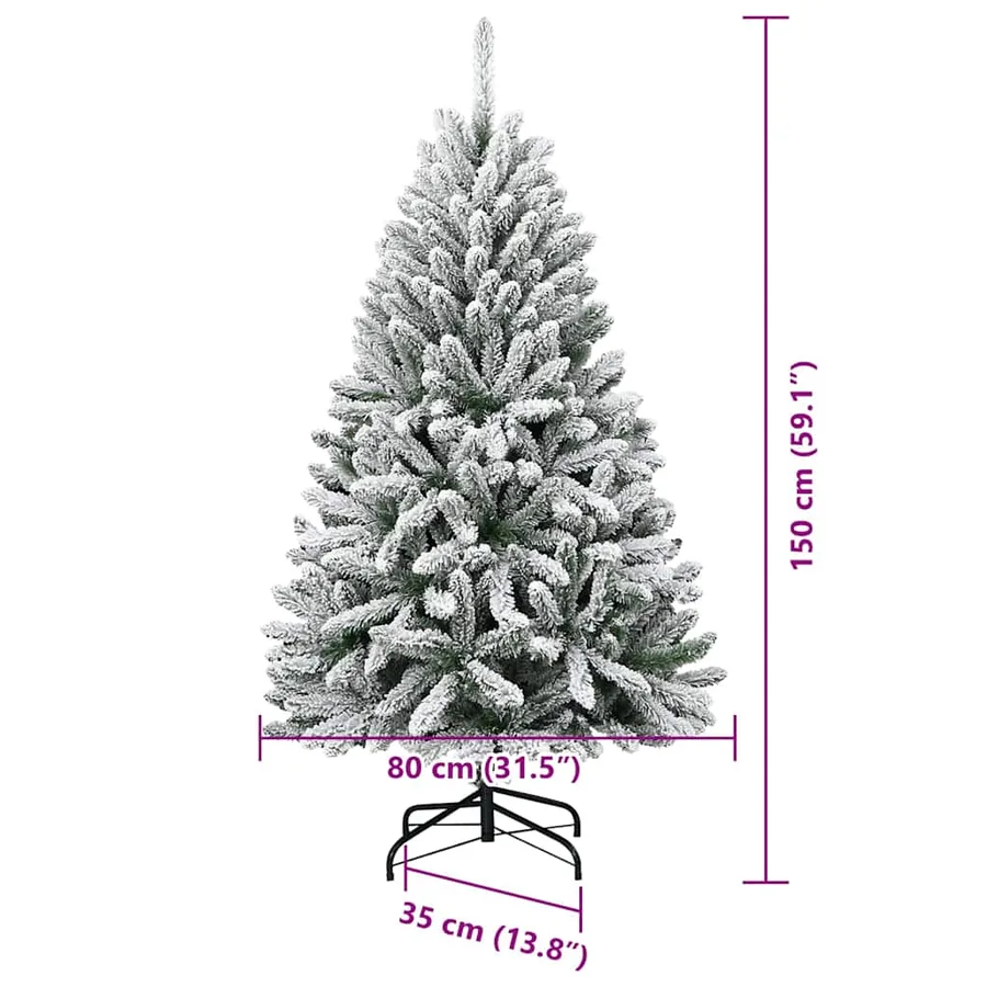 Sapin de Noël artificiel Vert et blanc 150 cm PVC et métal - 20