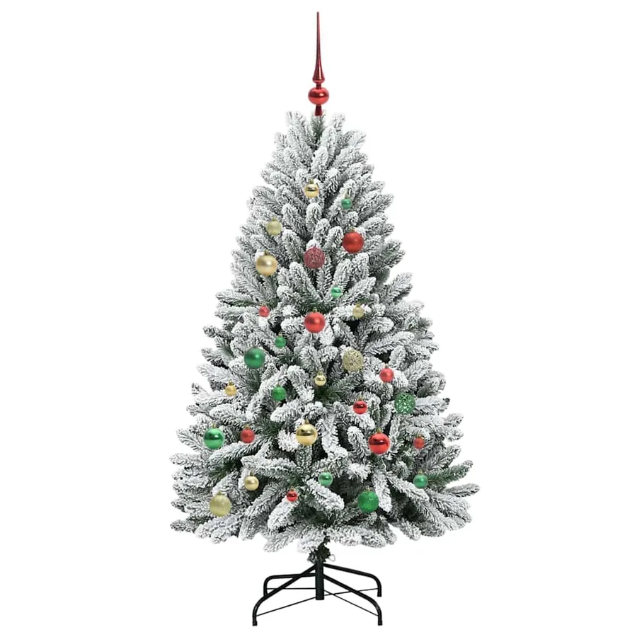 Sapin de Noël artificiel Vert et blanc 150 cm PVC et métal - 6